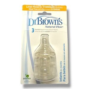 Dr. Brown's Natural Flow‎ Standard Silicone Nipples Level 3 Pack of 2 NEW